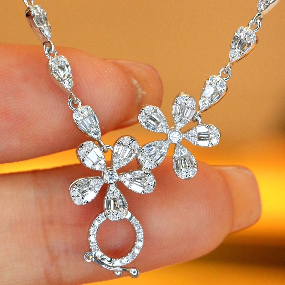 14k Gold 0.6 Ct Natural H Diamond Necklace - 5