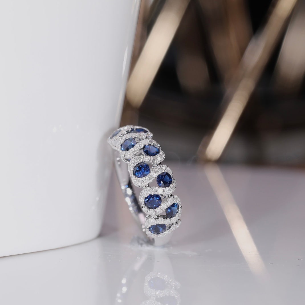 14k Gold 1 Ct Natural Sapphire & Diamond Ring - 2