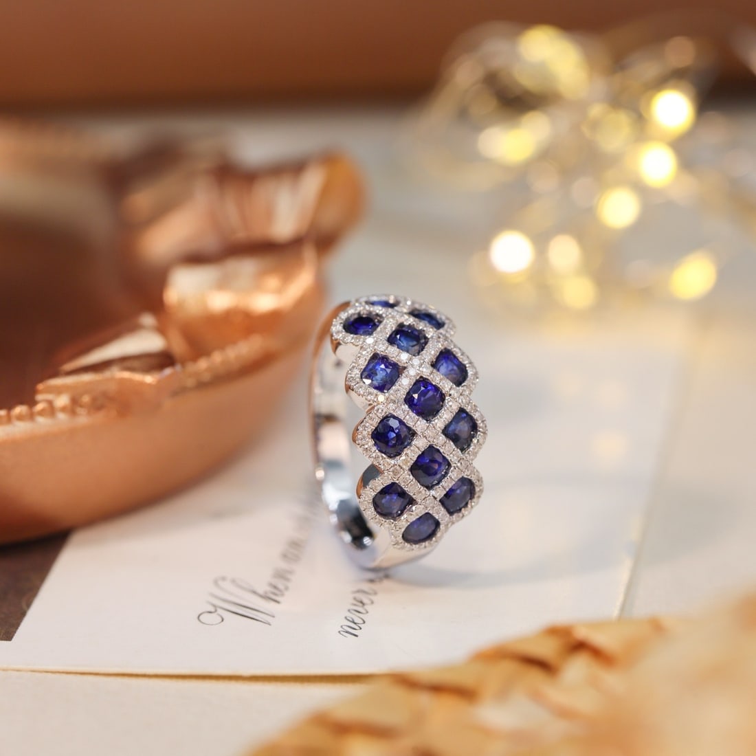 14k Gold 2.50 Ctw Natural Sapphire & Diamond Ring - 4