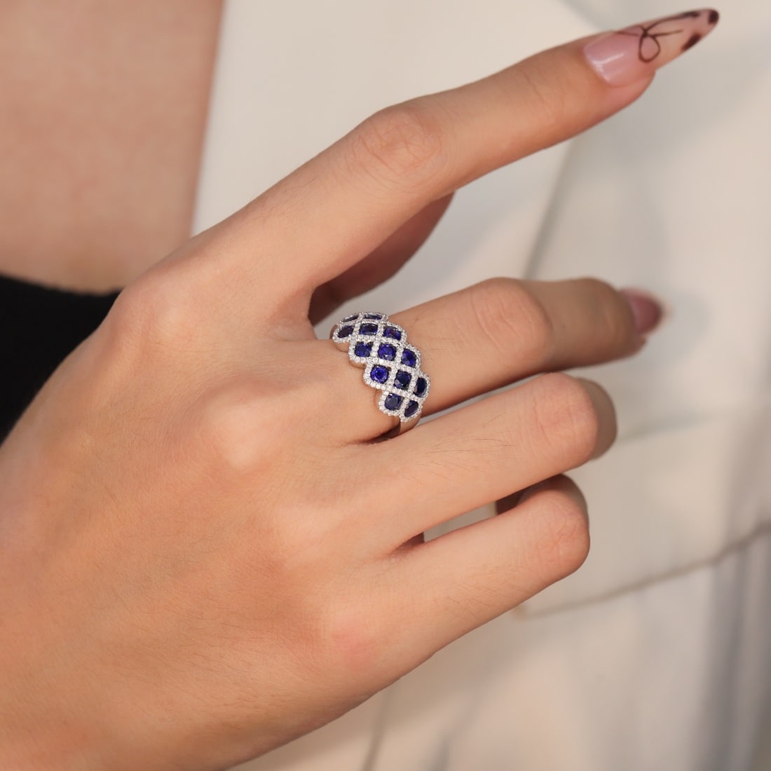 14k Gold 2.50 Ctw Natural Sapphire & Diamond Ring - 5