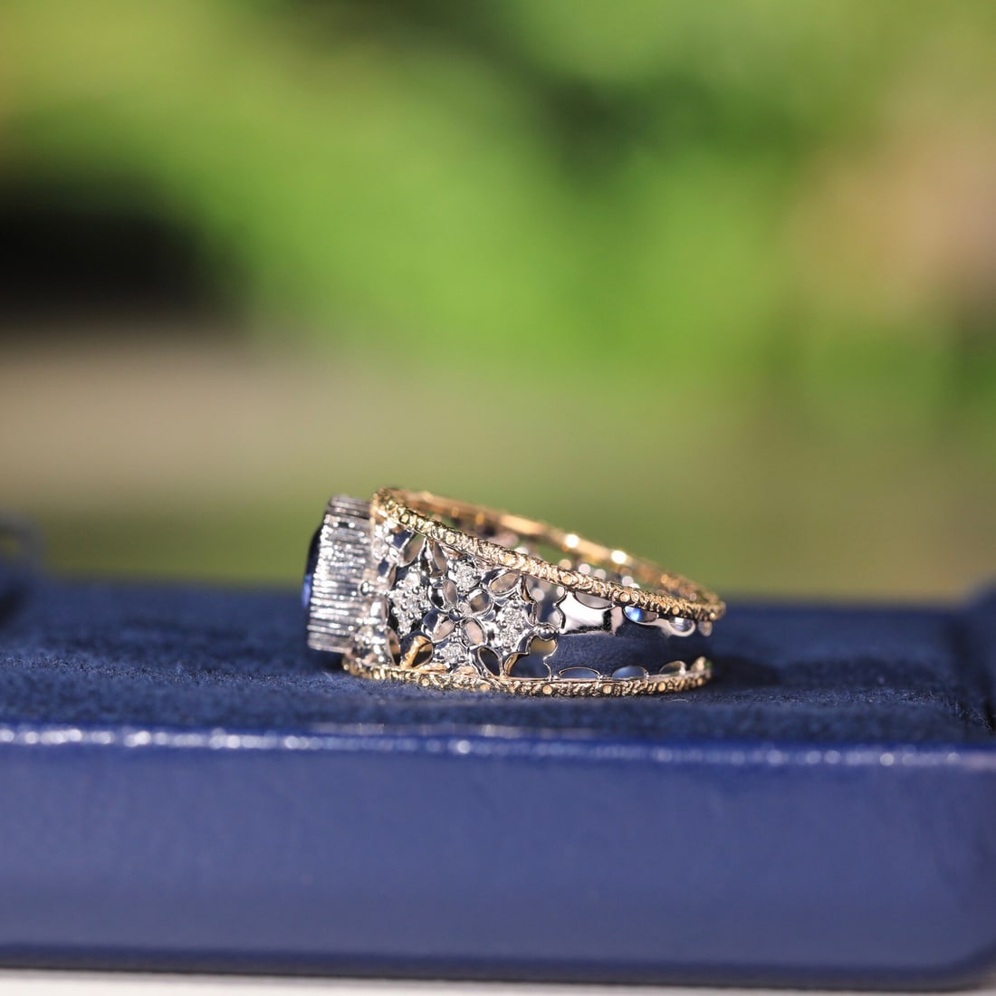 14k Gold 1.43 Ct Natural Sapphire & Diamond Ring - 2