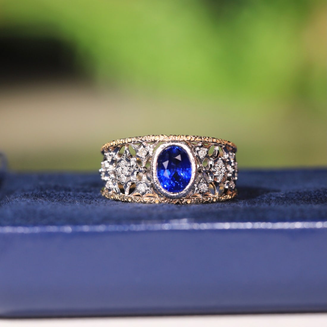 14k Gold 1.43 Ct Natural Sapphire & Diamond Ring - 3