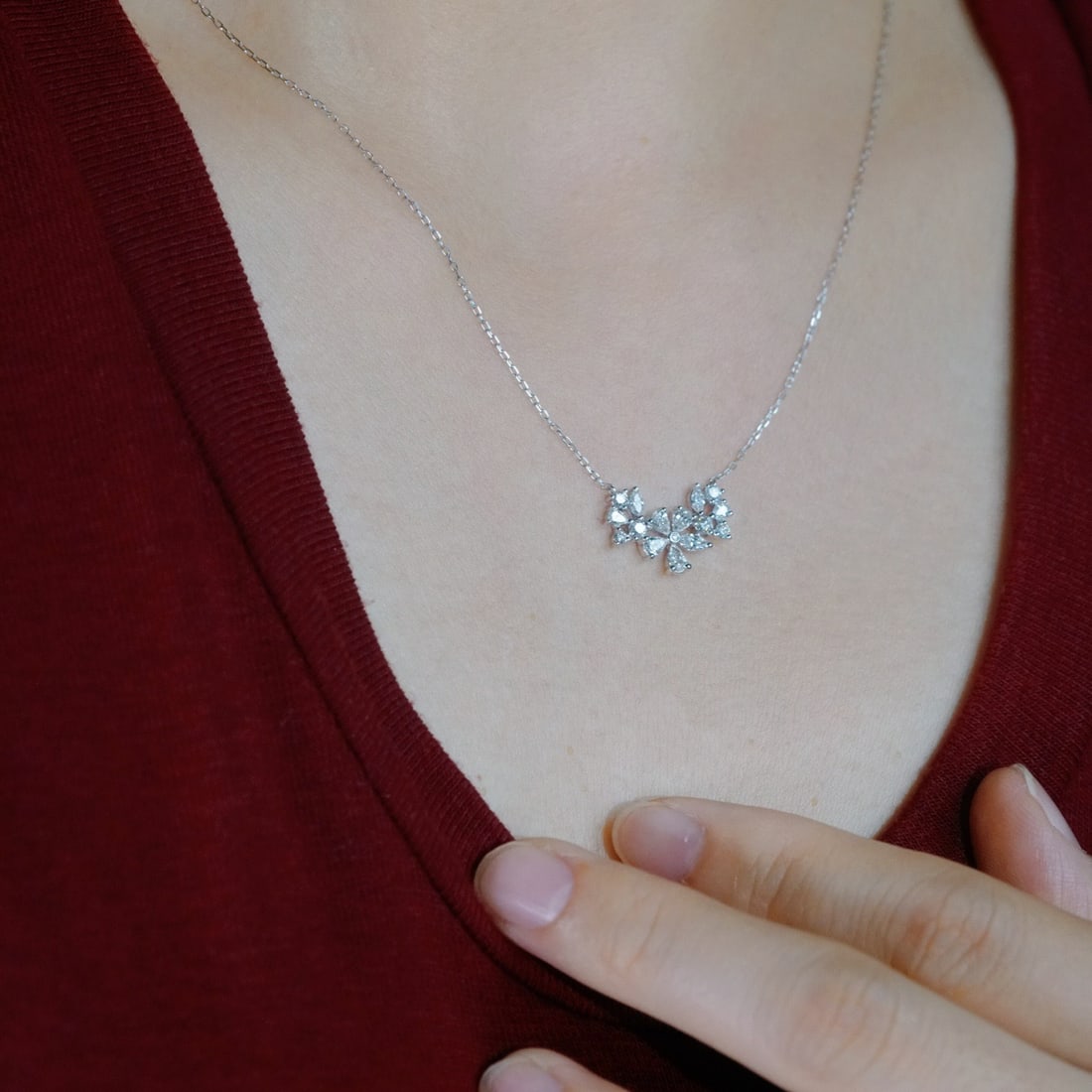 14k Gold 0.75 Ct Natural H Diamond Necklace - 4