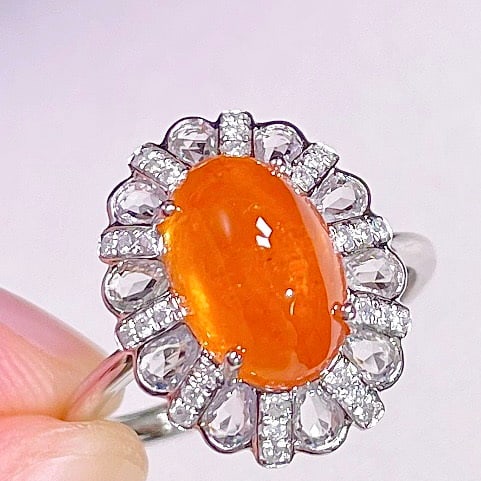 14k Gold 5.55 Ctw Natural Spessartine & Sapphire Ring - 2