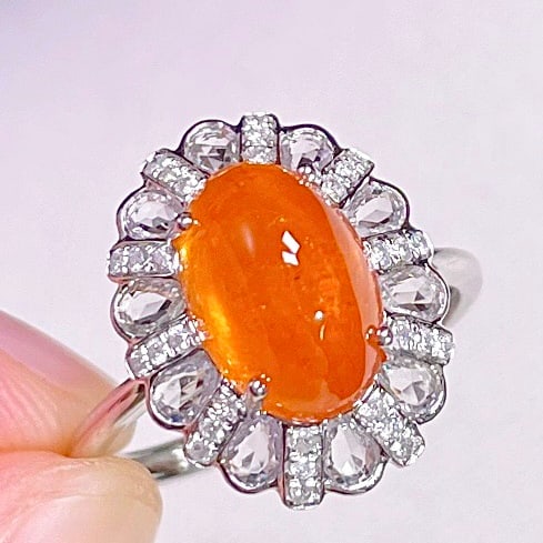 14k Gold 5.55 Ctw Natural Spessartine & Sapphire Ring - 3