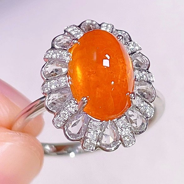 14k Gold 5.55 Ctw Natural Spessartine & Sapphire Ring - 4