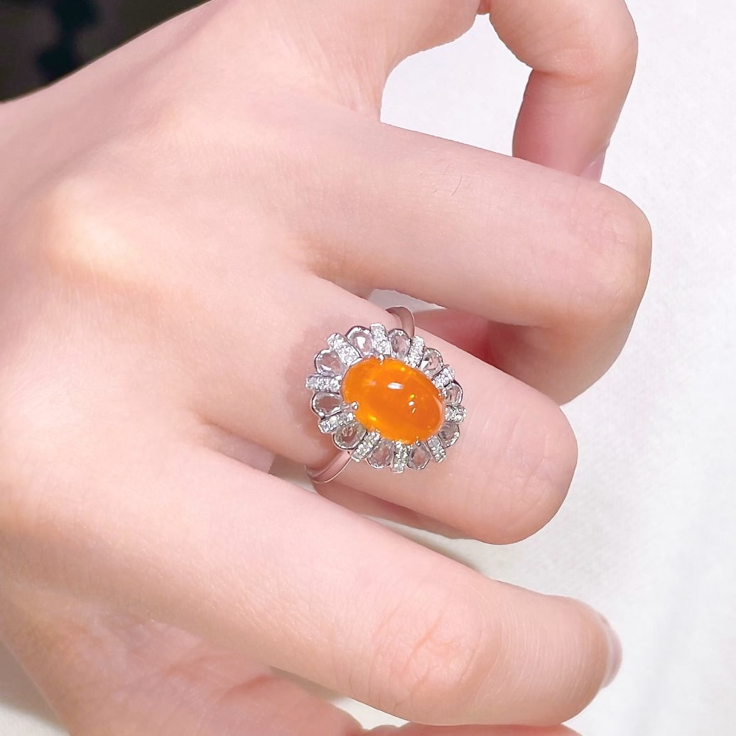 14k Gold 5.55 Ctw Natural Spessartine & Sapphire Ring - 6