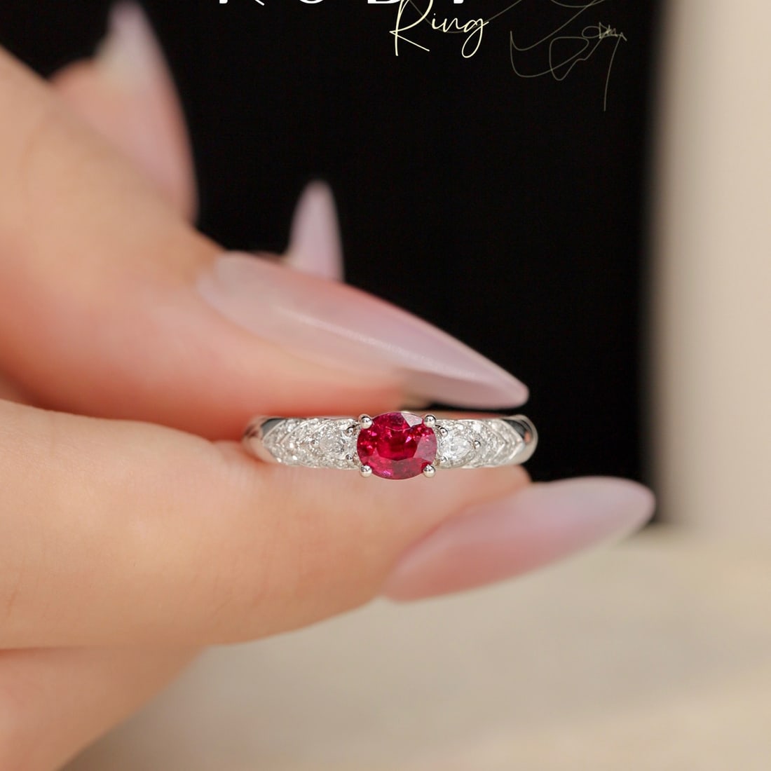 14k Gold 0.89 Ctw Natural Ruby & Diamond Ring - 4