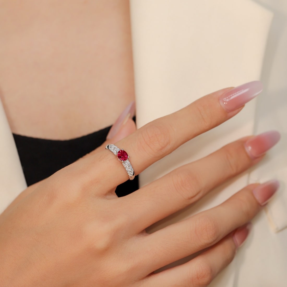 14k Gold 0.89 Ctw Natural Ruby & Diamond Ring - 5