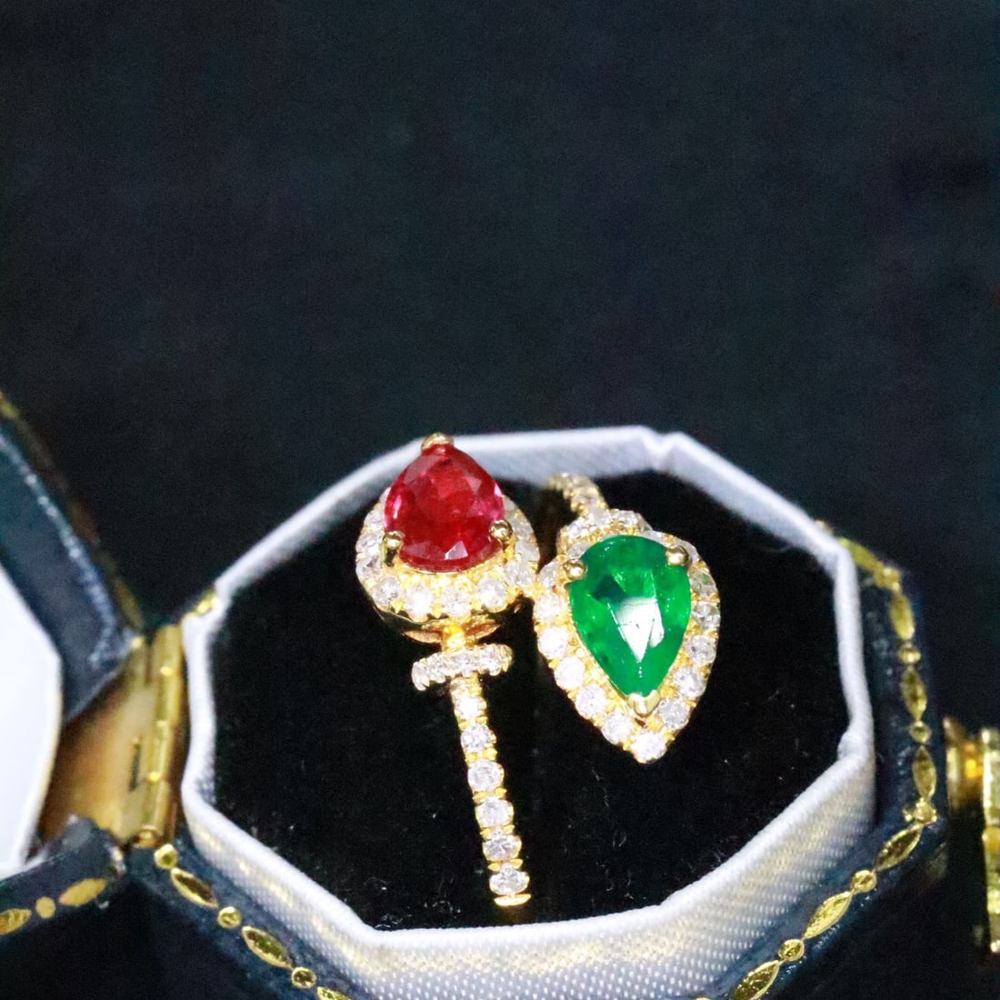 14k Gold 1.03 Ctw Natural Ruby & Emerald & Toi Et Moi Ring - 3