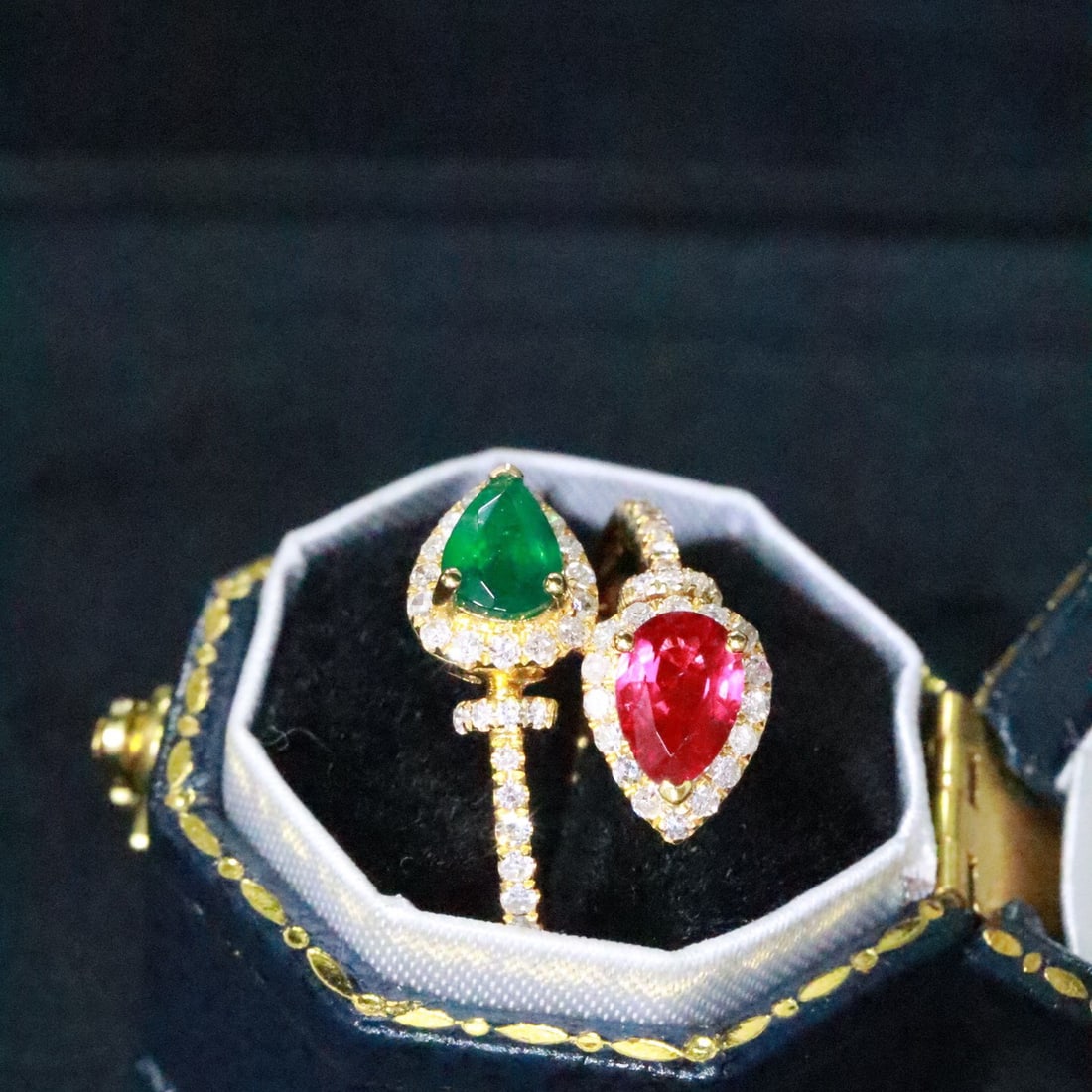 14k Gold 1.03 Ctw Natural Ruby & Emerald & Toi Et Moi Ring - 4