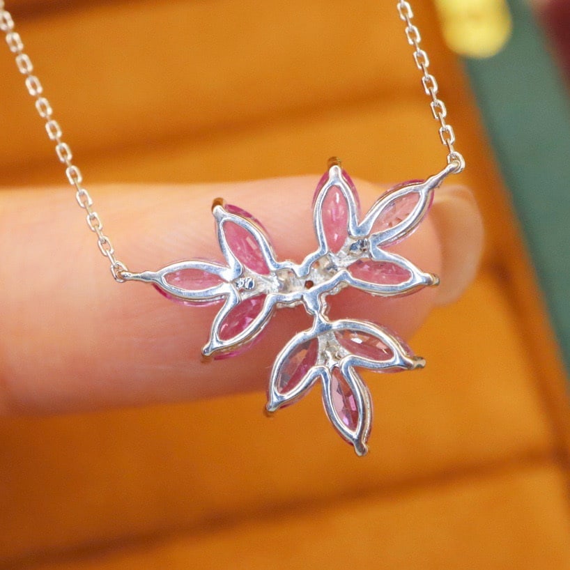 14k Gold 1.96 Ctw Natural Sapphire & Diamond Necklace - 5