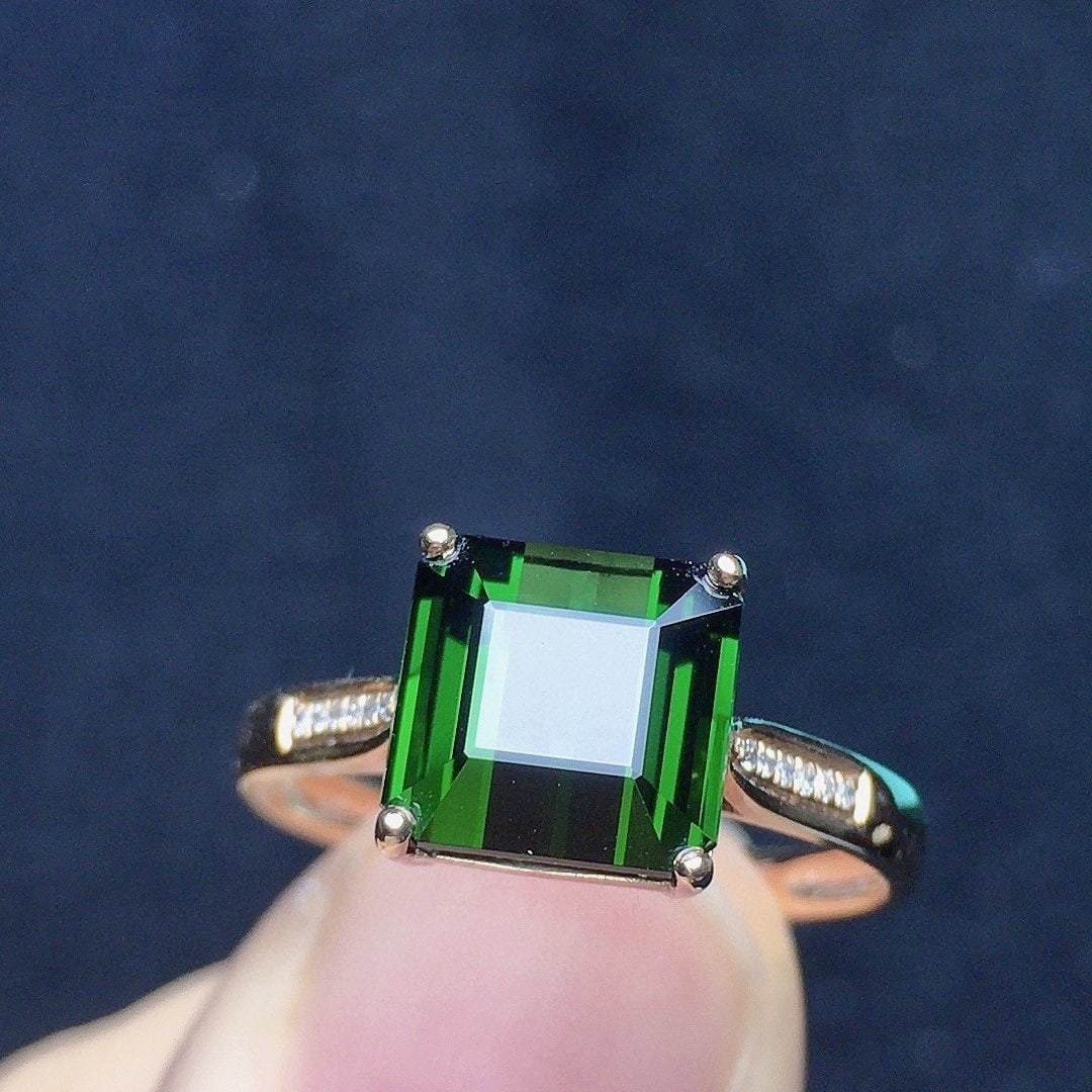 14k Gold 3.29 Ct Natural Tourmaline & Diamond Ring - 2