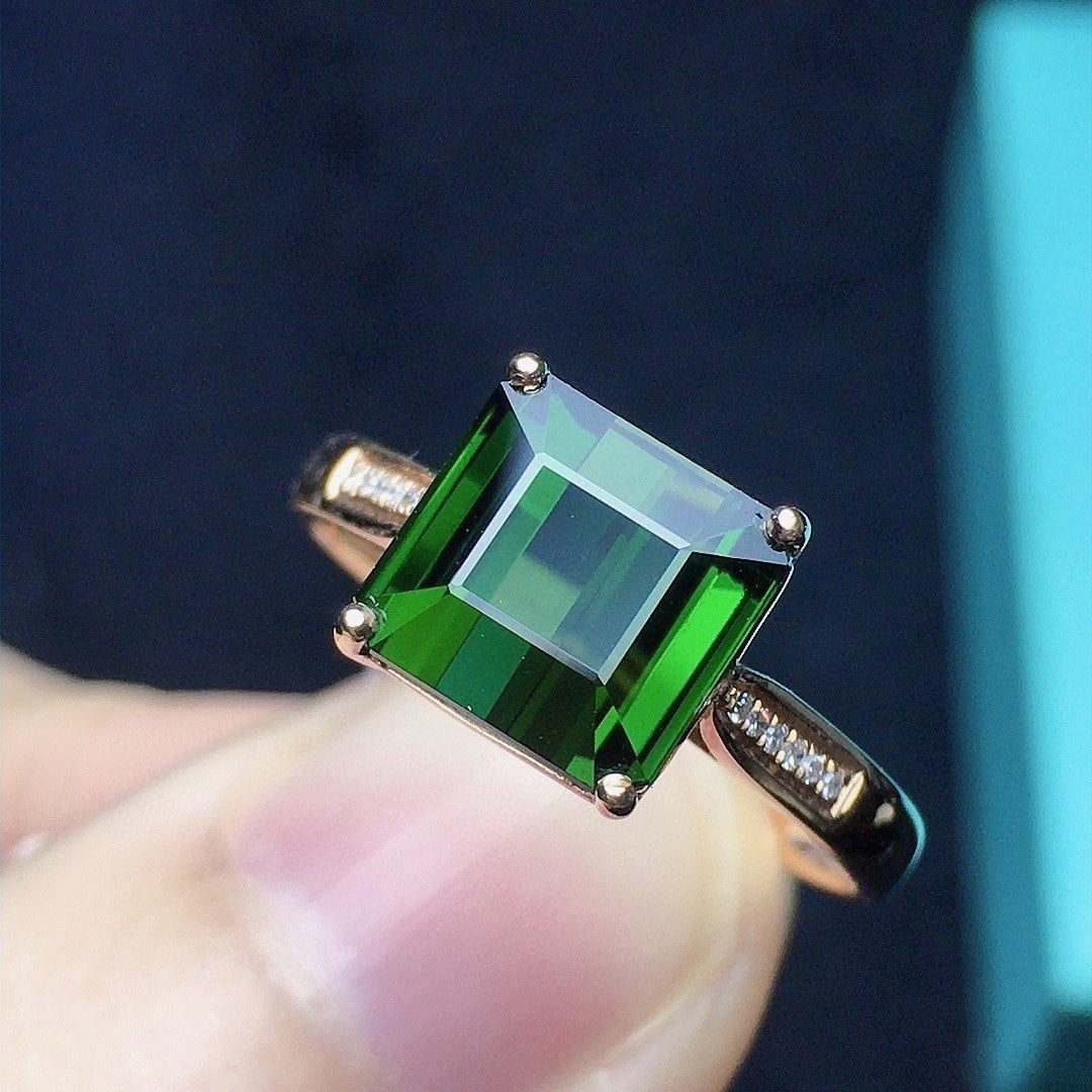 14k Gold 3.29 Ct Natural Tourmaline & Diamond Ring - 4