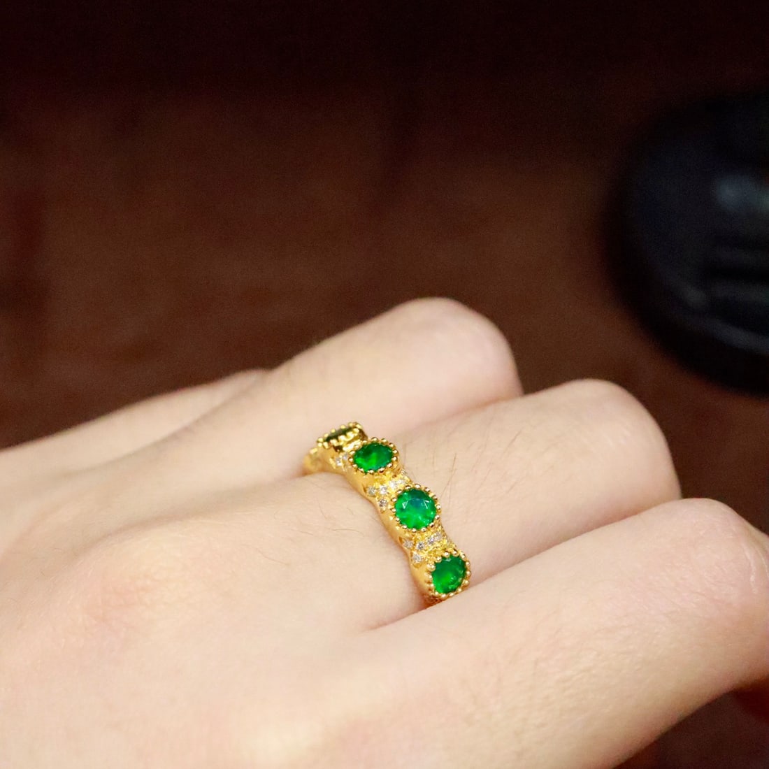 14k Gold 0.69 Ctw Natural Emerald & Diamond Ring - 5