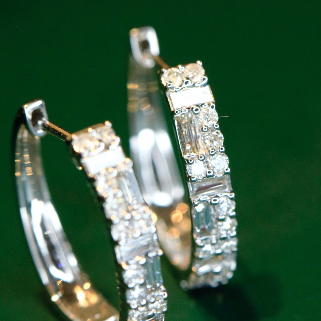 14k Gold 0.76 Ct Natural H Diamond Earrings - 6