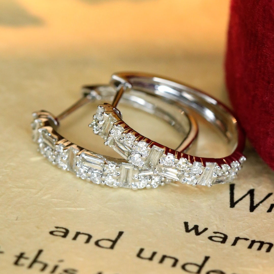 14k Gold 0.76 Ct Natural H Diamond Earrings - 7