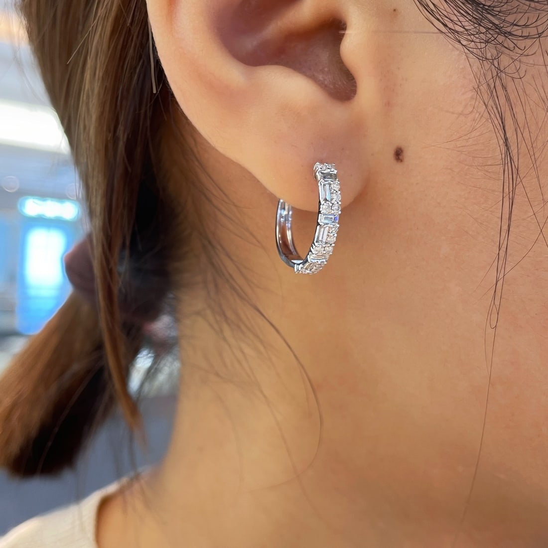 14k Gold 0.76 Ct Natural H Diamond Earrings - 9