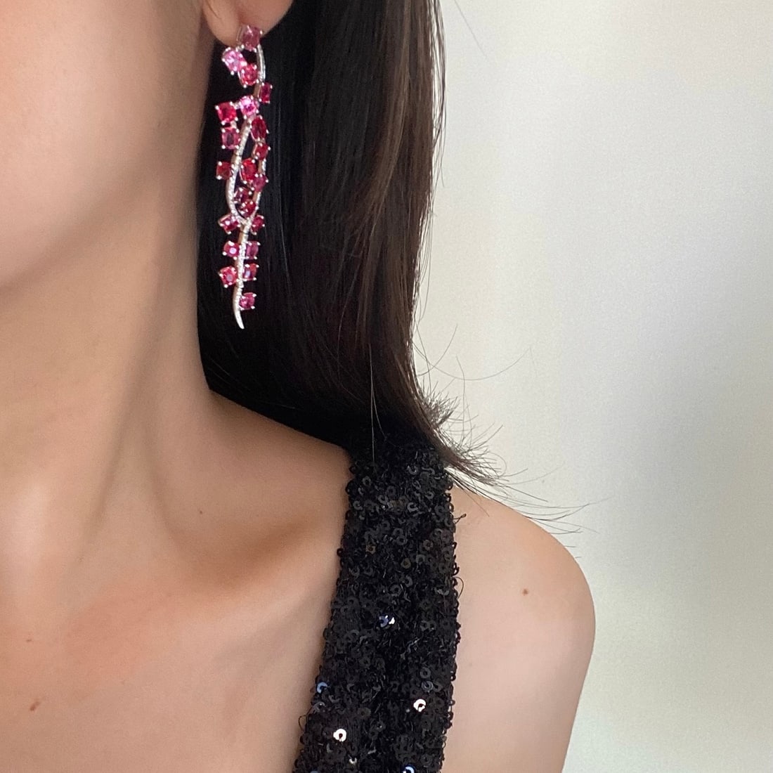 14k Gold 9.06 Ctw Natural Spinel & Diamond Earrings - 4