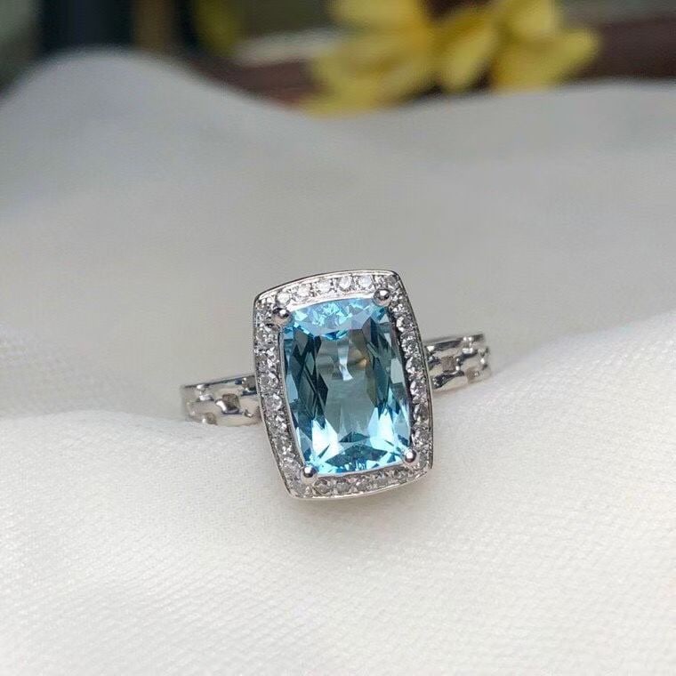 14k Gold 2.01 Ct Natural Aquamarine & Diamond Ring - 3