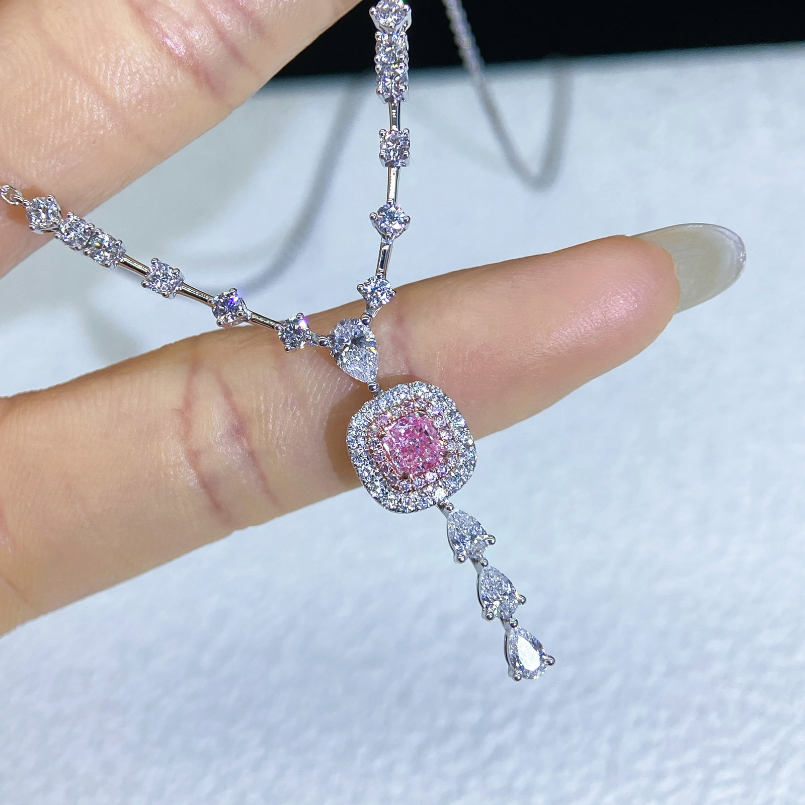 14k Gold 1.21 Ctw Natural Pink Diamond & Diamond Necklace - 2