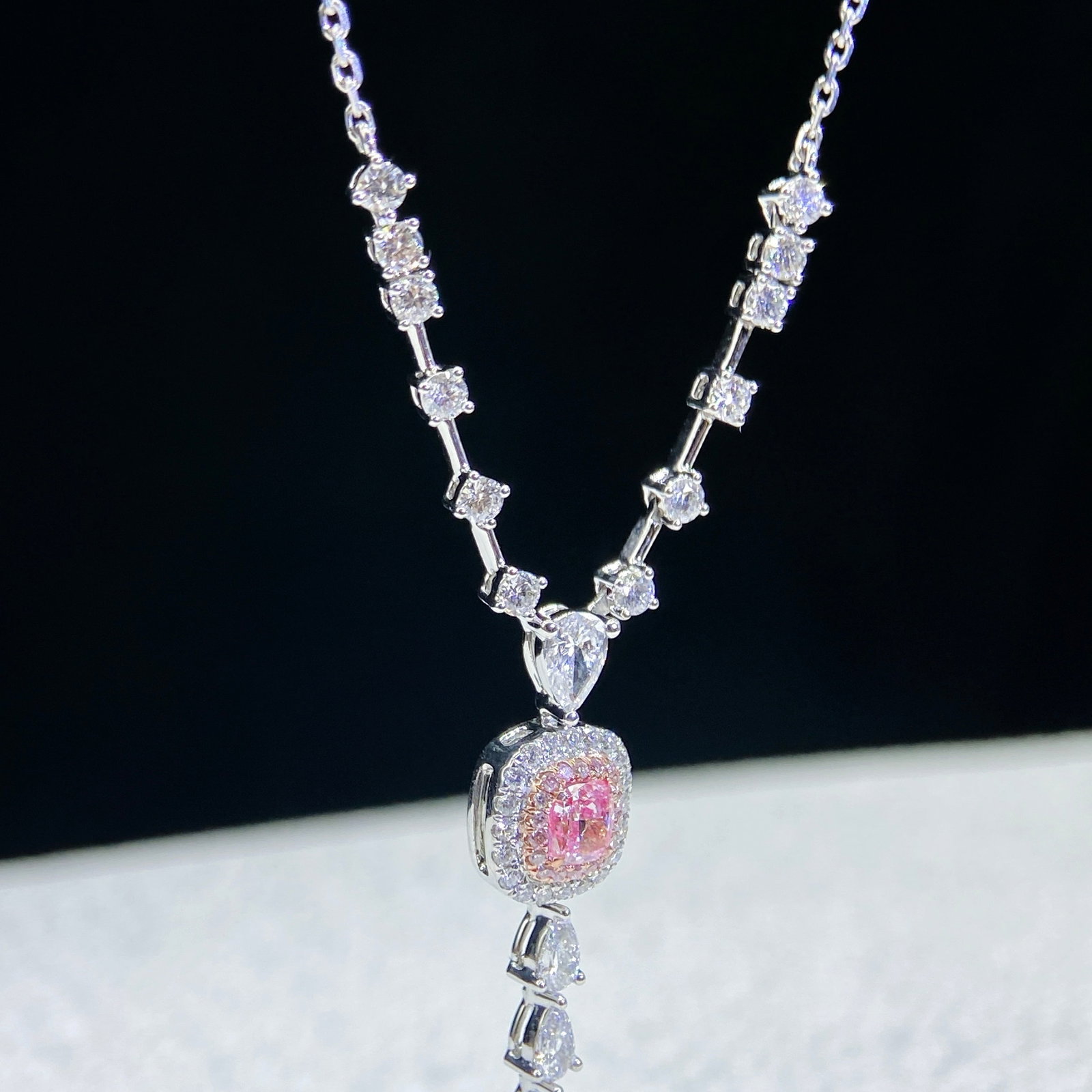 14k Gold 1.21 Ctw Natural Pink Diamond & Diamond Necklace - 4