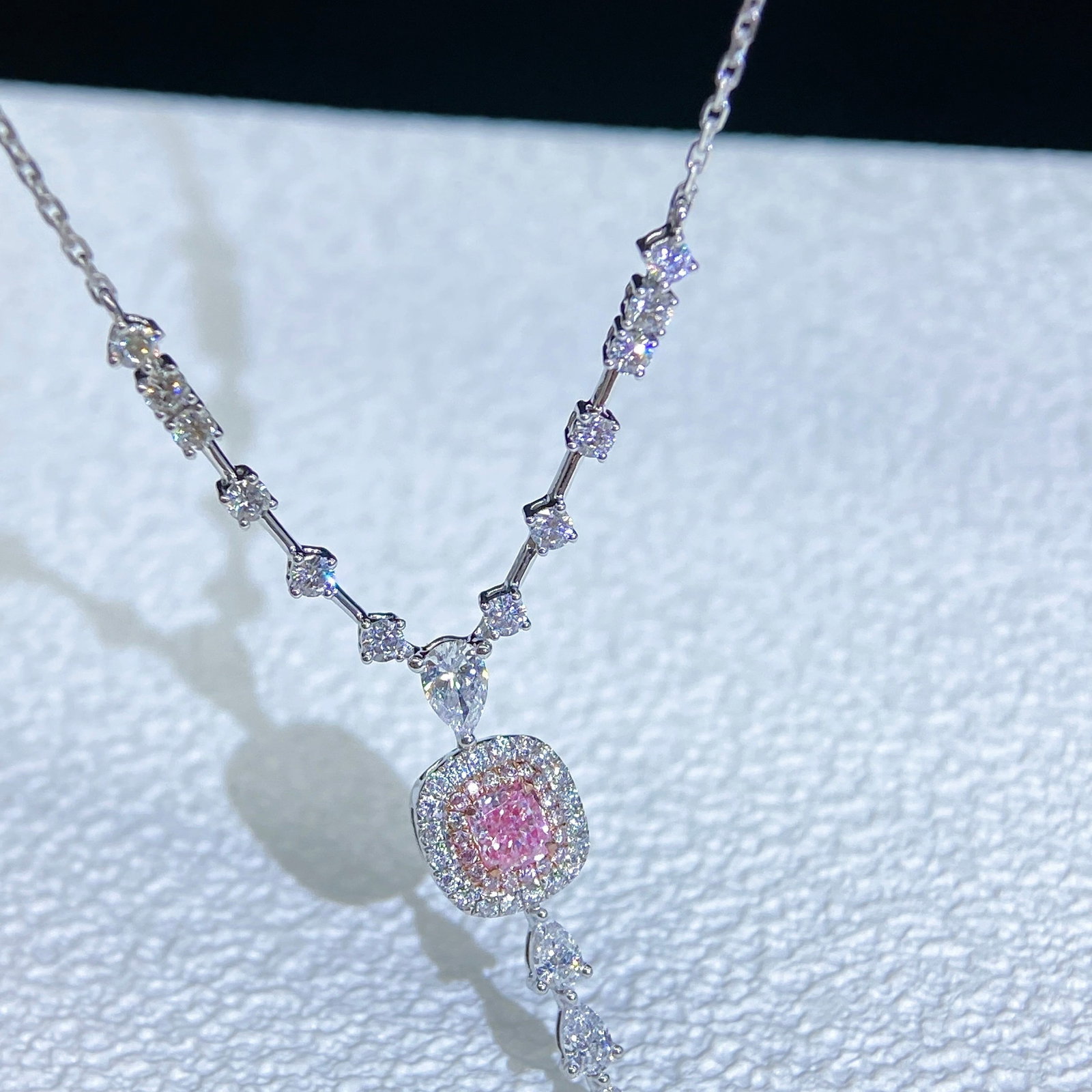 14k Gold 1.21 Ctw Natural Pink Diamond & Diamond Necklace - 5