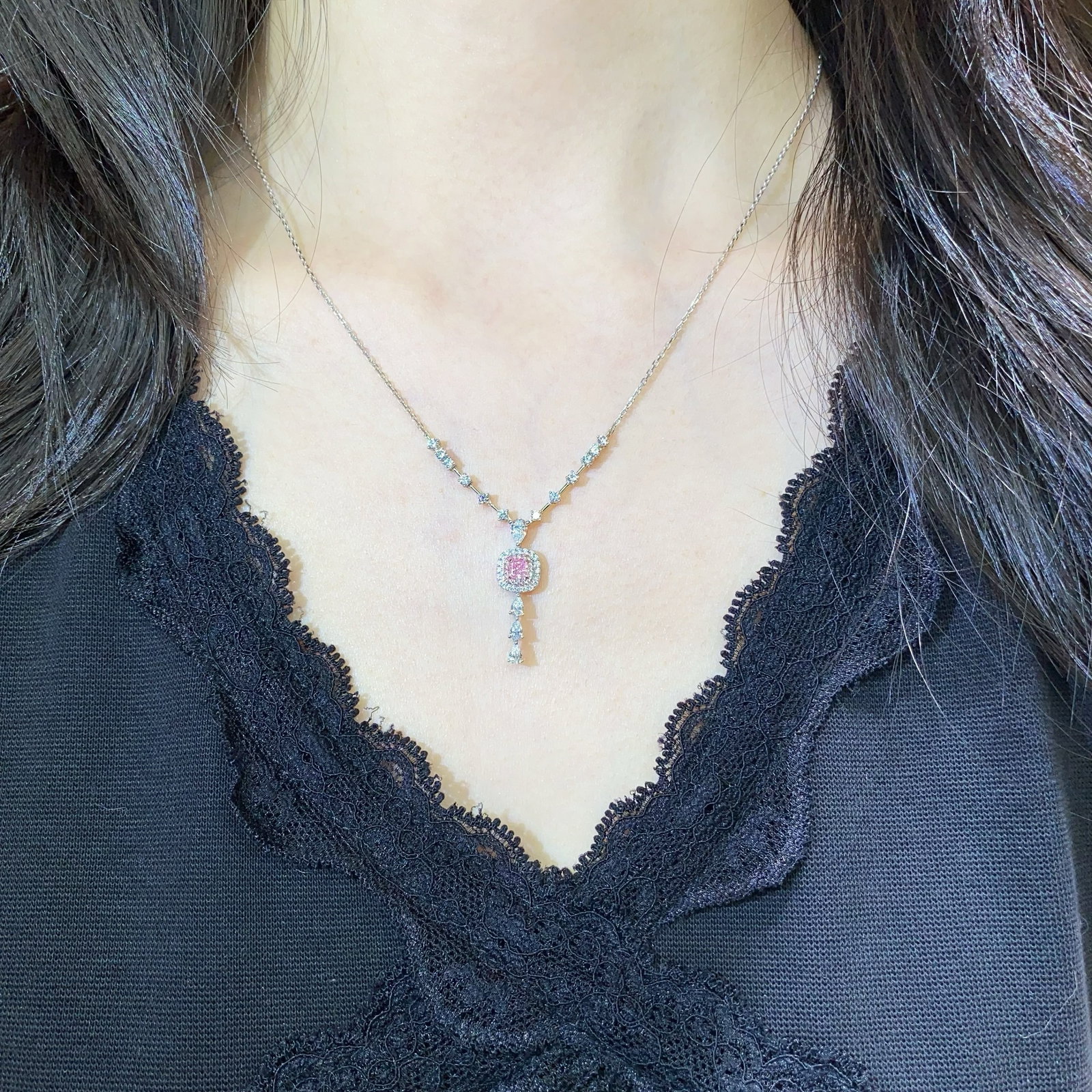 14k Gold 1.21 Ctw Natural Pink Diamond & Diamond Necklace - 6