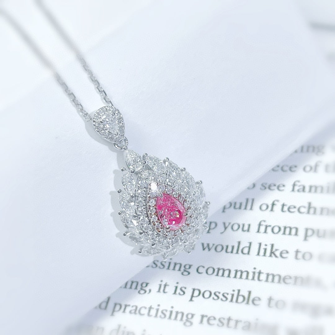 14k Gold 1.33 Ctw Natural Pink Diamond & Diamond Necklace - 3