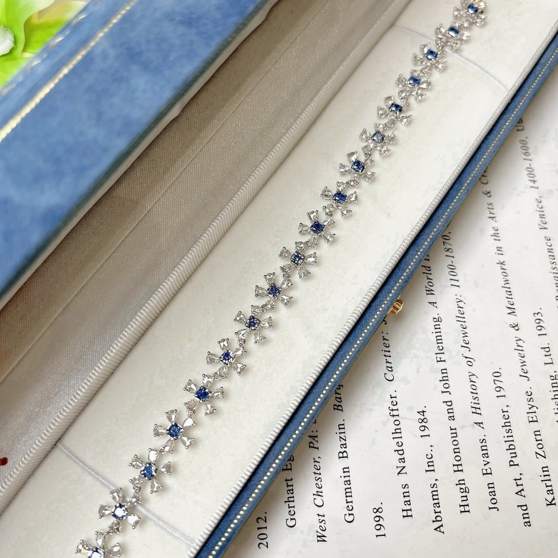 14k Gold 6.83 Ctw Natural Blue Diamond & Diamond Bracelet - 4