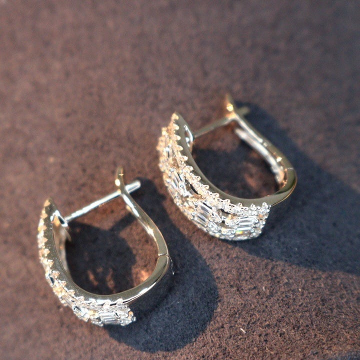 14k Gold 0.9 Ct Natural H Diamond Earrings - 4