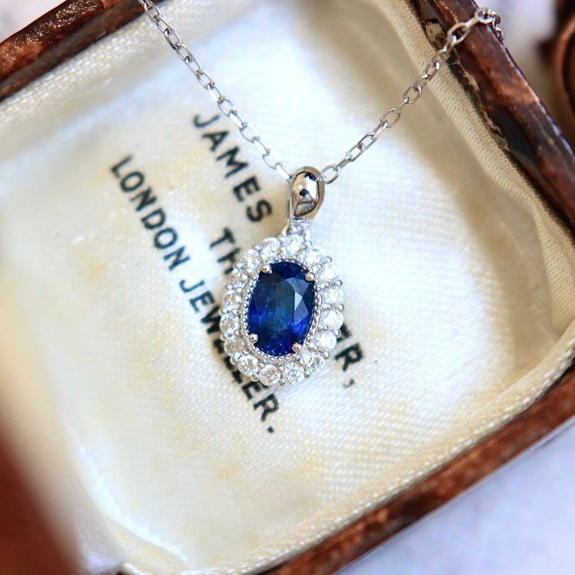 14k Gold 1.13 Ctw Natural Sapphire & Diamond Pendant( Without Chain ) - 2