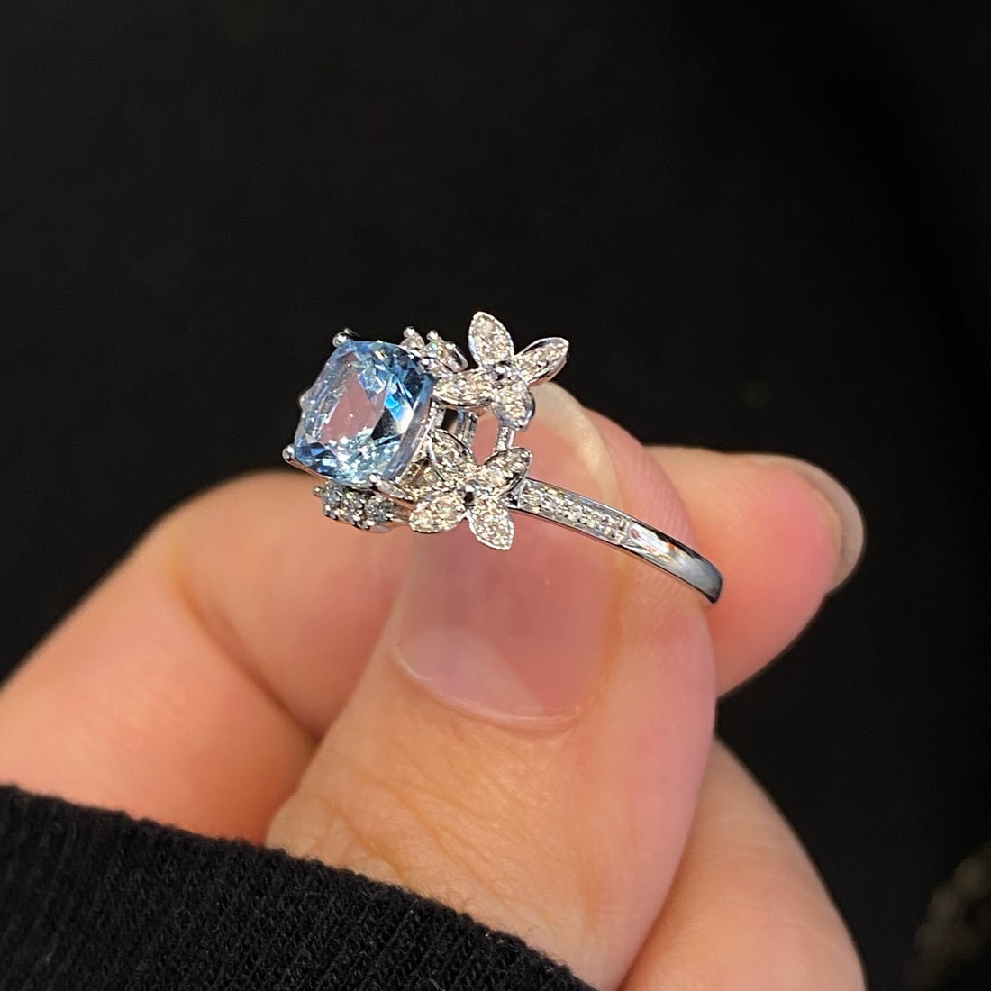 14k Gold 1.13 Ctw Natural Aquamarine & Diamond Ring - 2