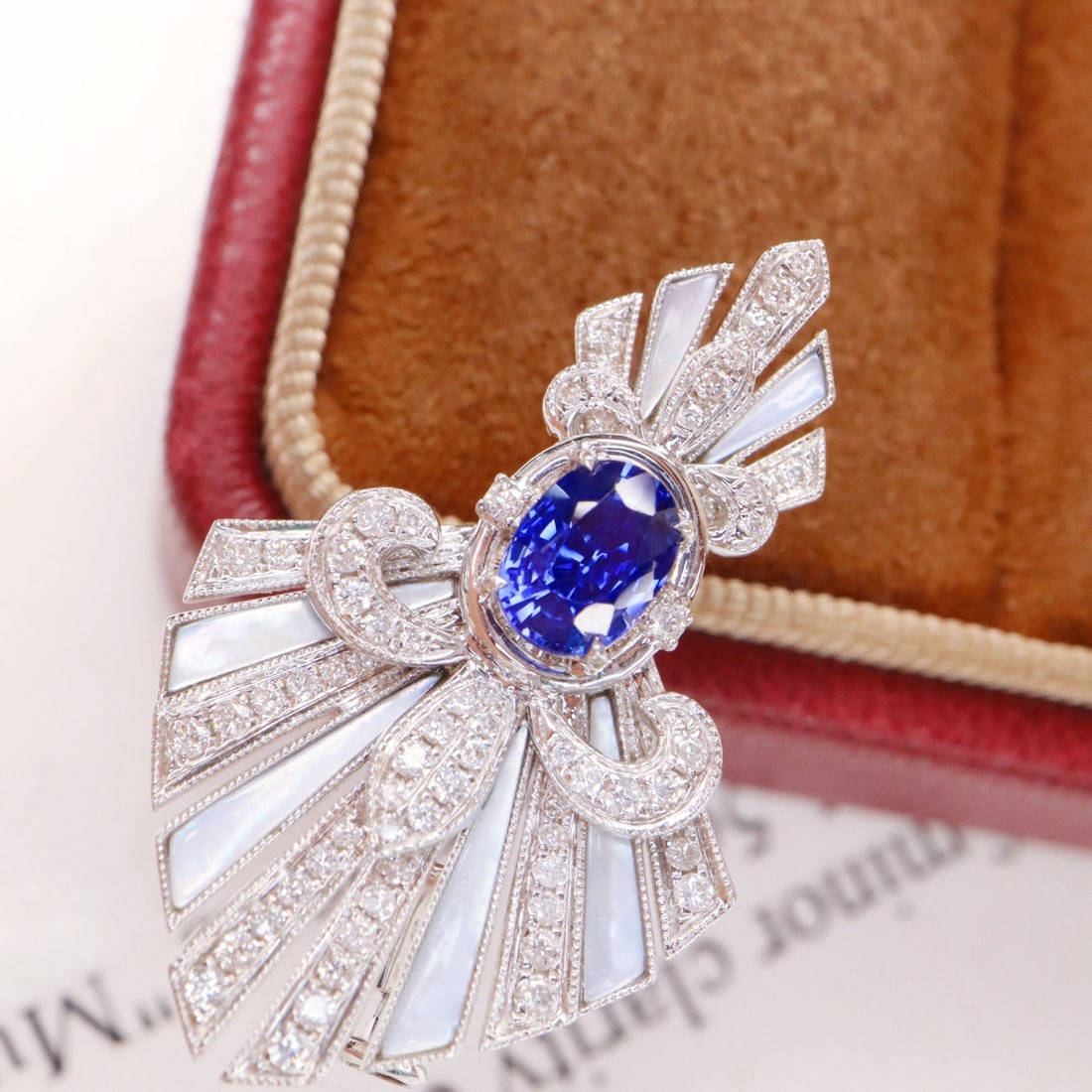 14k Gold 1.47 Ctw Natural Sapphire & Diamond Brooch/pendant( Without Chain ): Ref:231128406 // gold content:14k gold // main gemstone:sapphire // shape:oval // carat weight:1. 04ct // color:royal blue // treatment:natural // // adjacent gemstone 2 : diamond // shape:round //