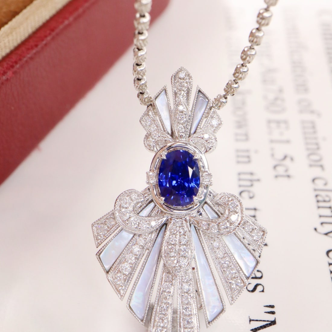 14k Gold 1.47 Ctw Natural Sapphire & Diamond Brooch/pendant( Without Chain ) - 2