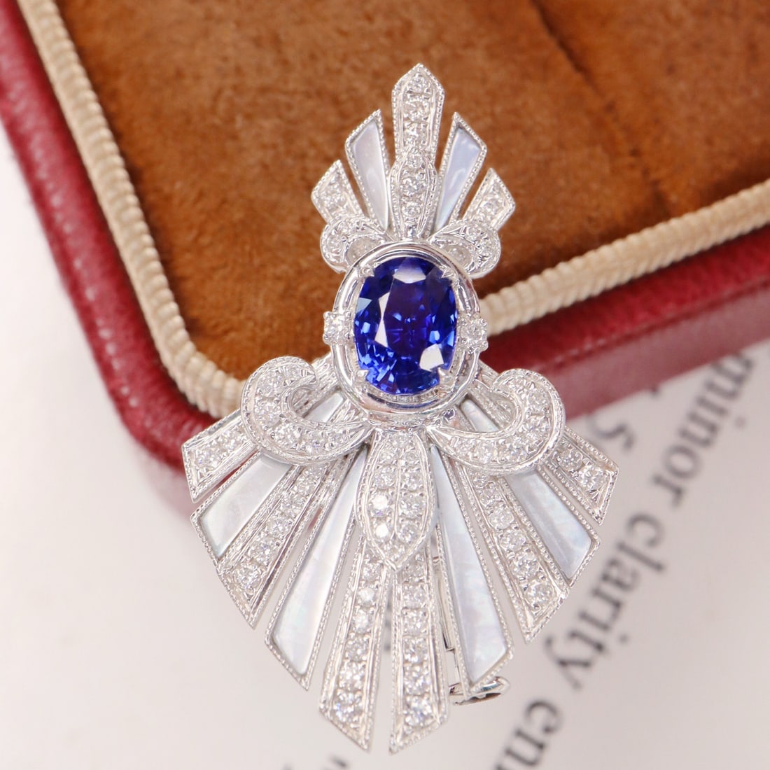 14k Gold 1.47 Ctw Natural Sapphire & Diamond Brooch/pendant( Without Chain ) - 3