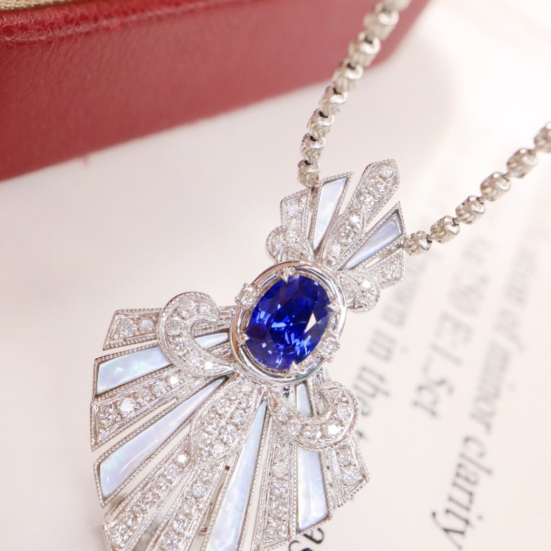 14k Gold 1.47 Ctw Natural Sapphire & Diamond Brooch/pendant( Without Chain ) - 4