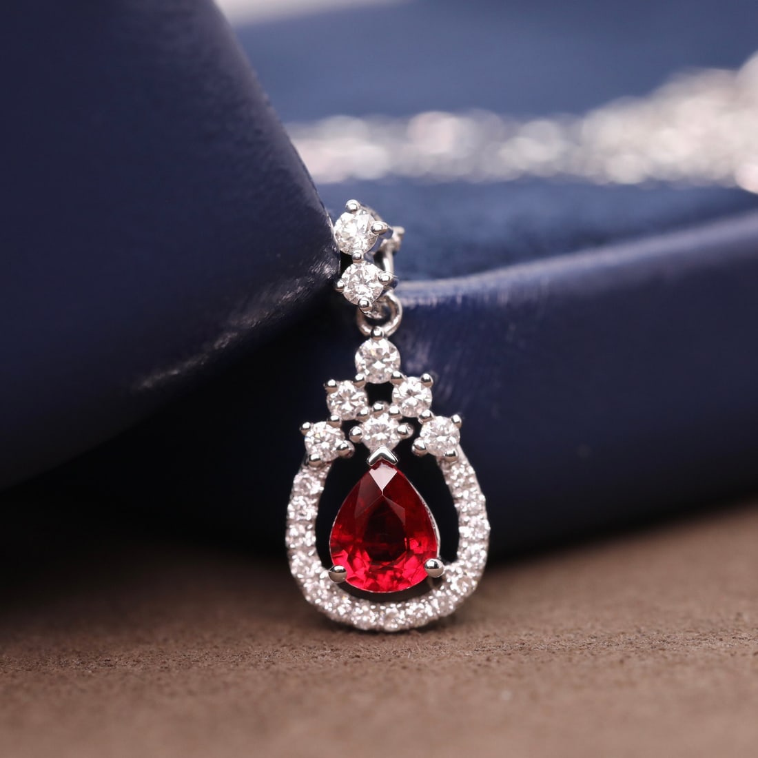 14k Gold 0.79 Ctw Natural Ruby & Diamond Pendant( Without Chain ) (1 of 8)