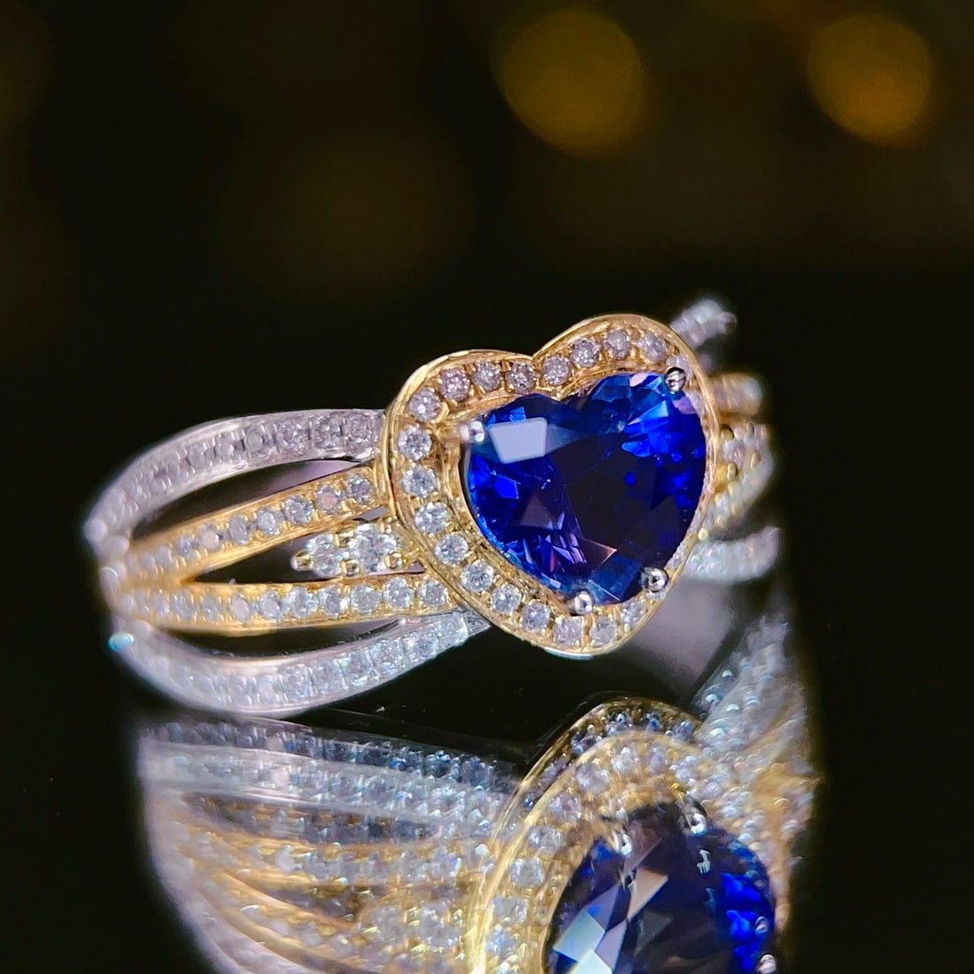 14k Gold 1.84 Ctw Vivid Blue Natural Emerald & Diamond Ring - 4