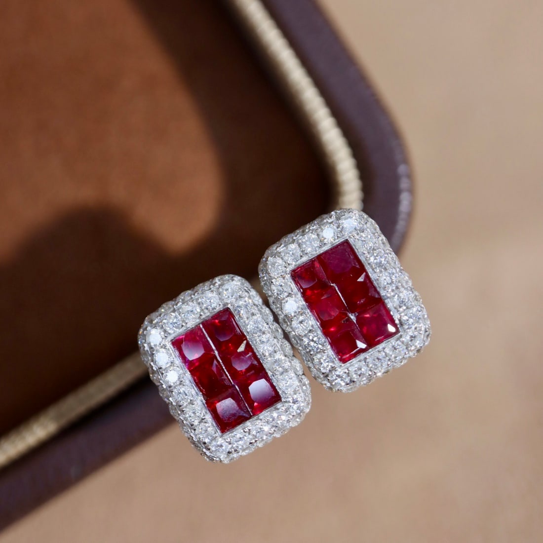 14k Gold 1.86 Ctw Natural Ruby & Diamond Earrings - 3