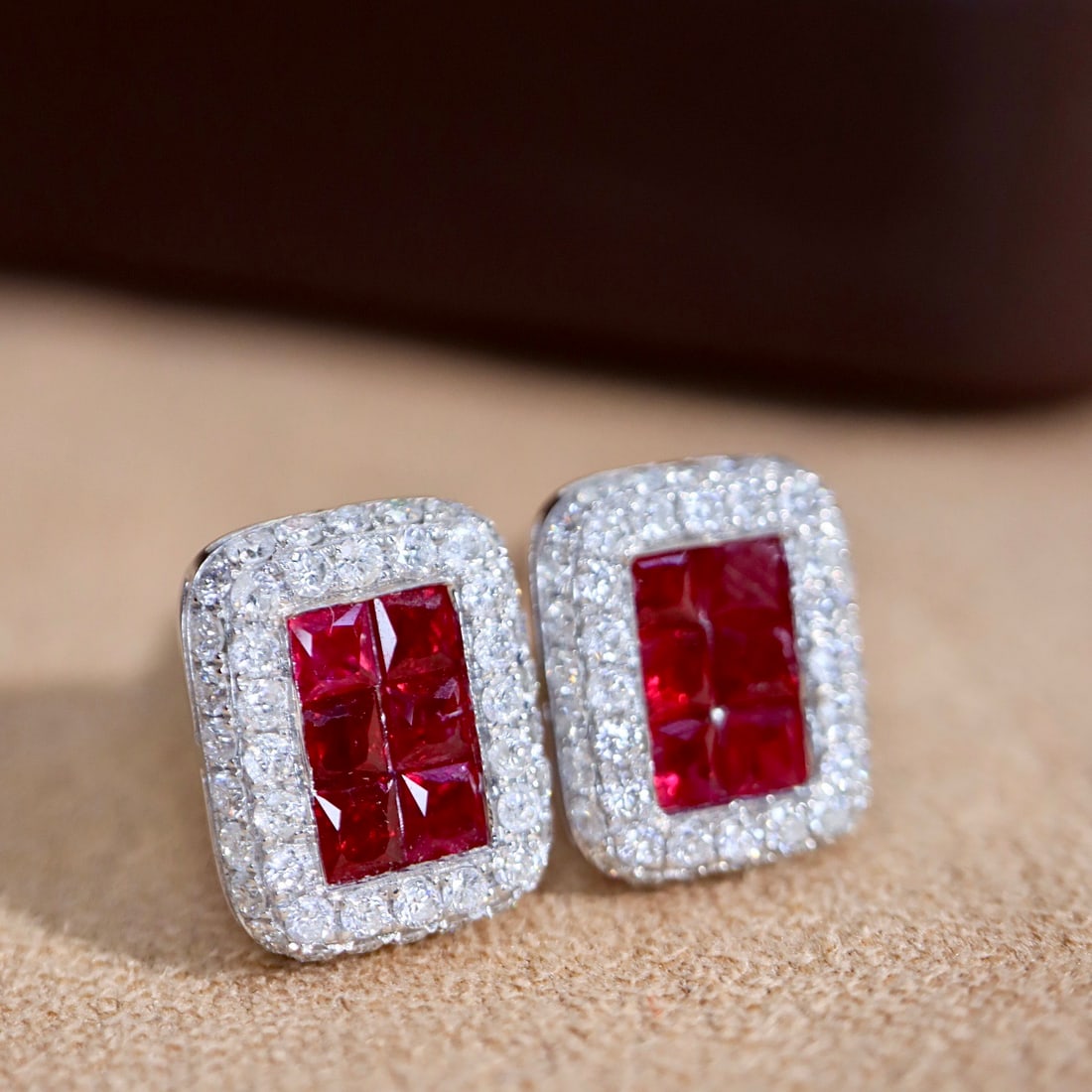 14k Gold 1.86 Ctw Natural Ruby & Diamond Earrings - 4