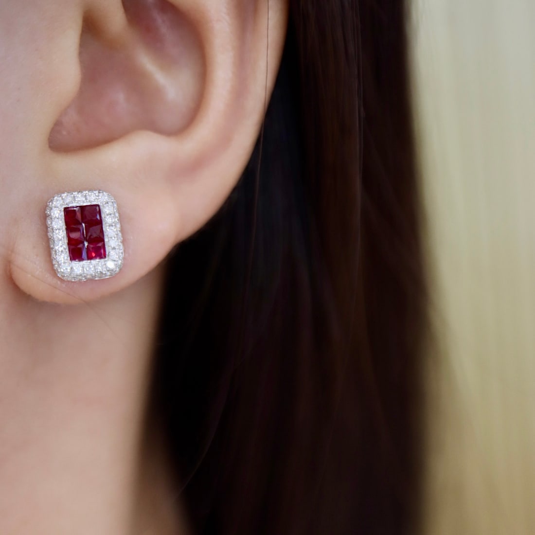 14k Gold 1.86 Ctw Natural Ruby & Diamond Earrings - 5