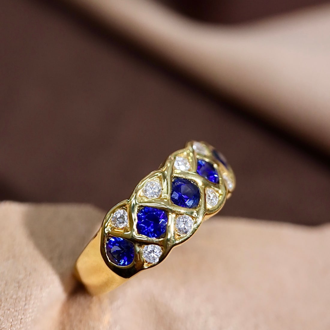 14k Gold 0.88 Ctw Natural Sapphire & Diamond Ring - 7