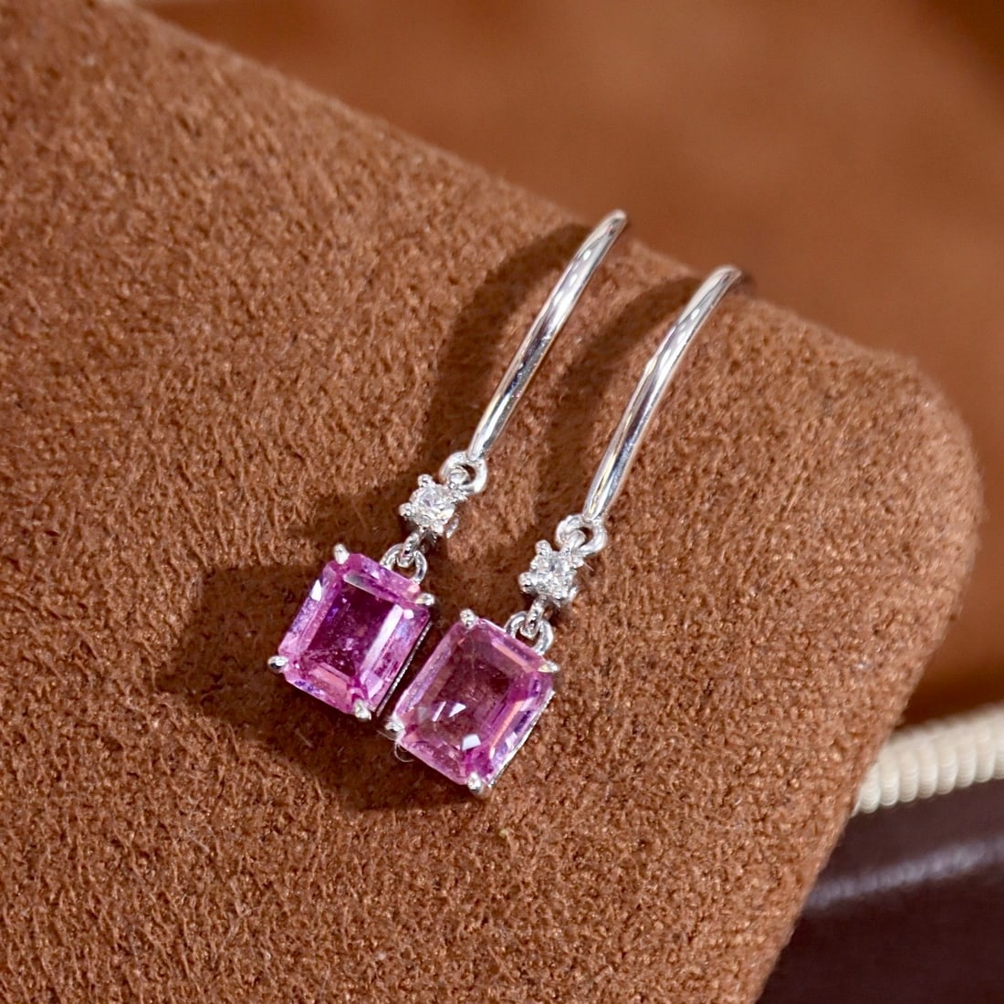 14k Gold 0.88 Ctw Natural Sapphire & Diamond Earrings - 2