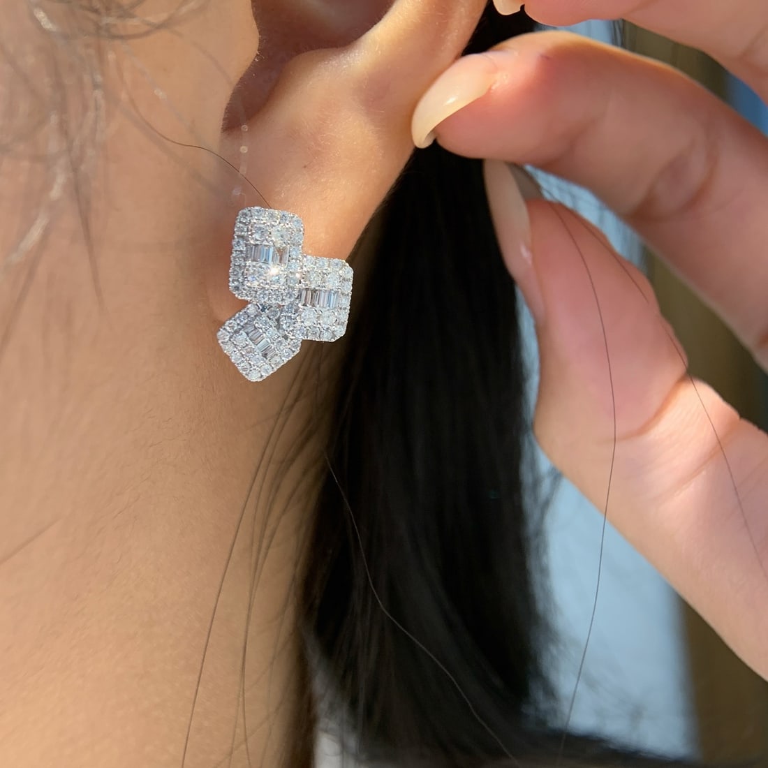 14k Gold 1.04 Ct Natural H Diamond Earrings - 2