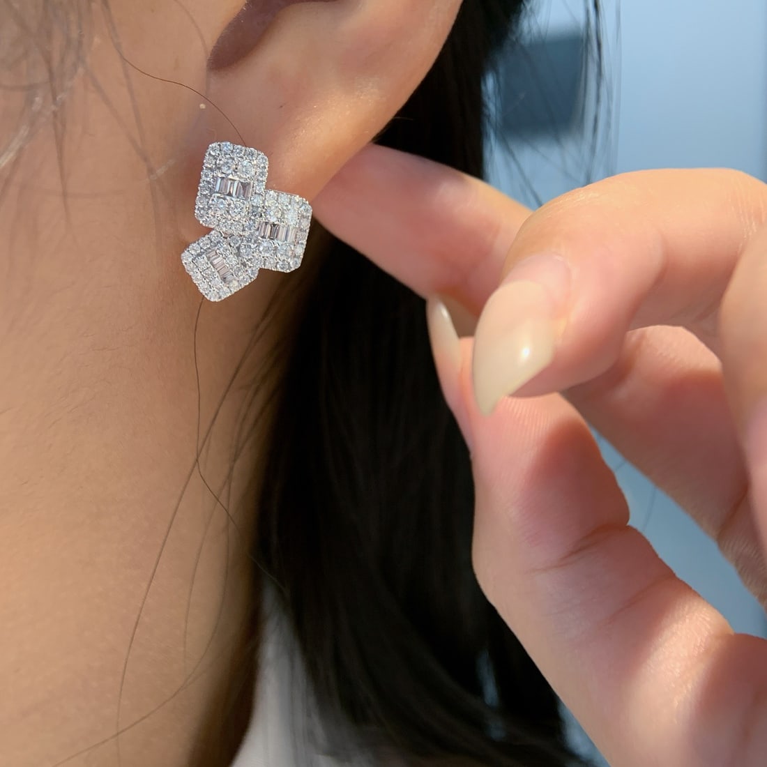 14k Gold 1.04 Ct Natural H Diamond Earrings - 3