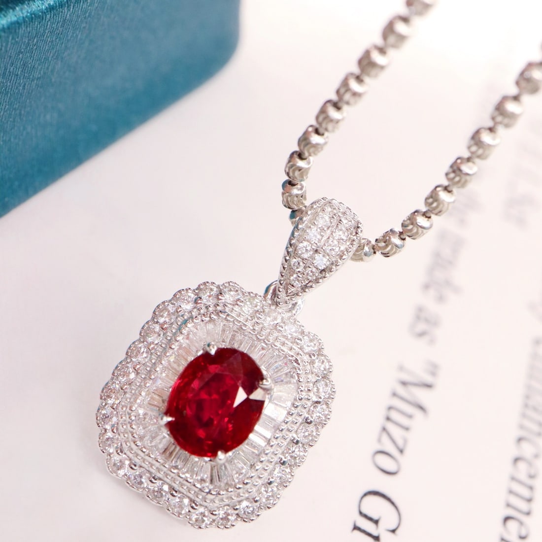 14k Gold 1.58 Ctw Natural Ruby & Diamond Pendant( Without Chain ) - 4