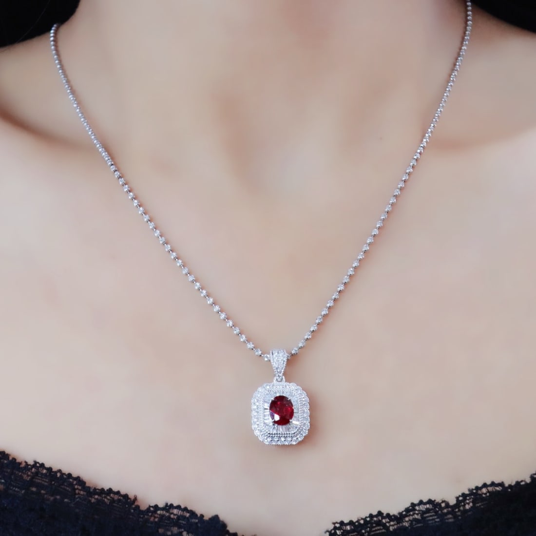 14k Gold 1.58 Ctw Natural Ruby & Diamond Pendant( Without Chain ) - 5