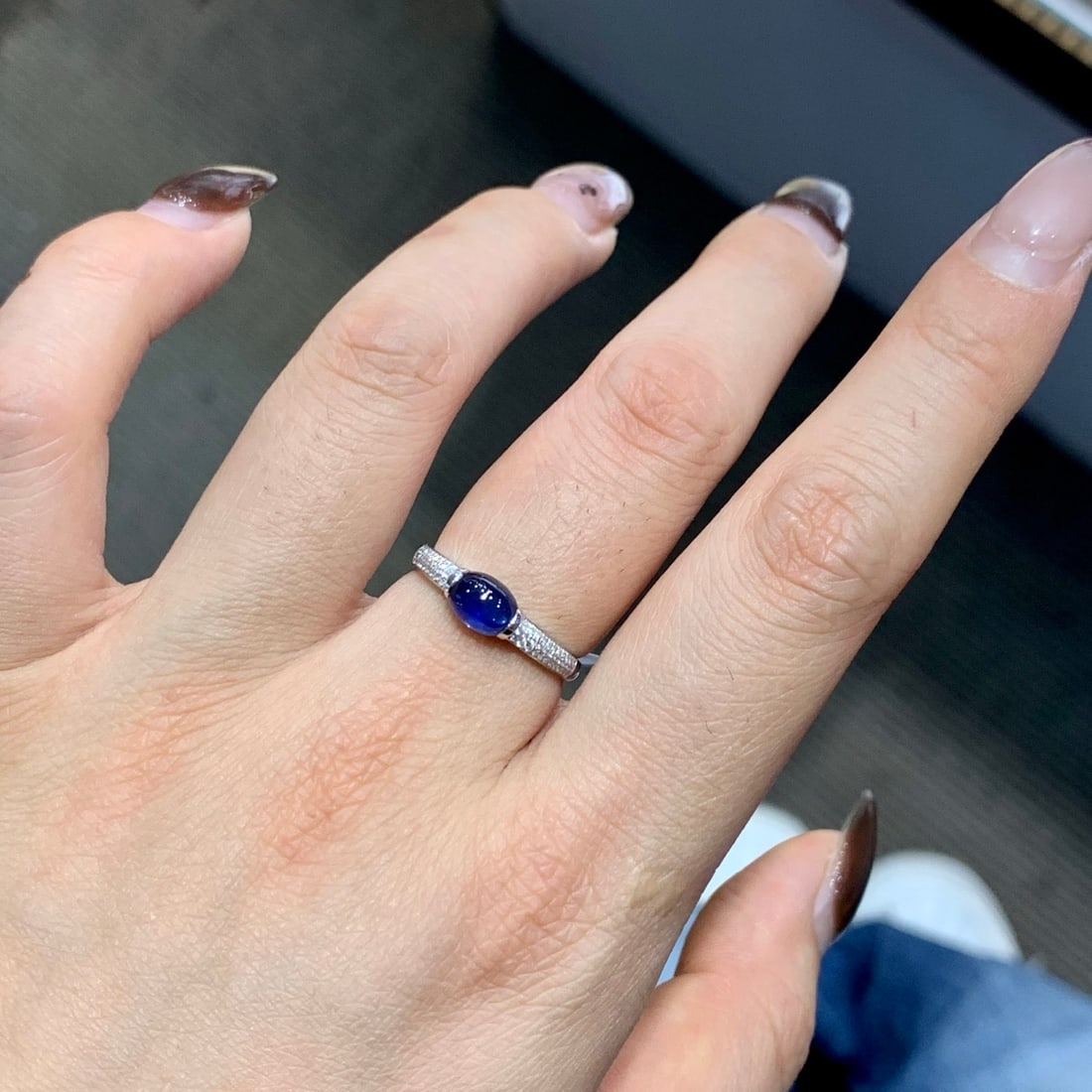 14k Gold 1.28 Ctw Vivid Blue Natural Sapphire & Diamond Ring - 3