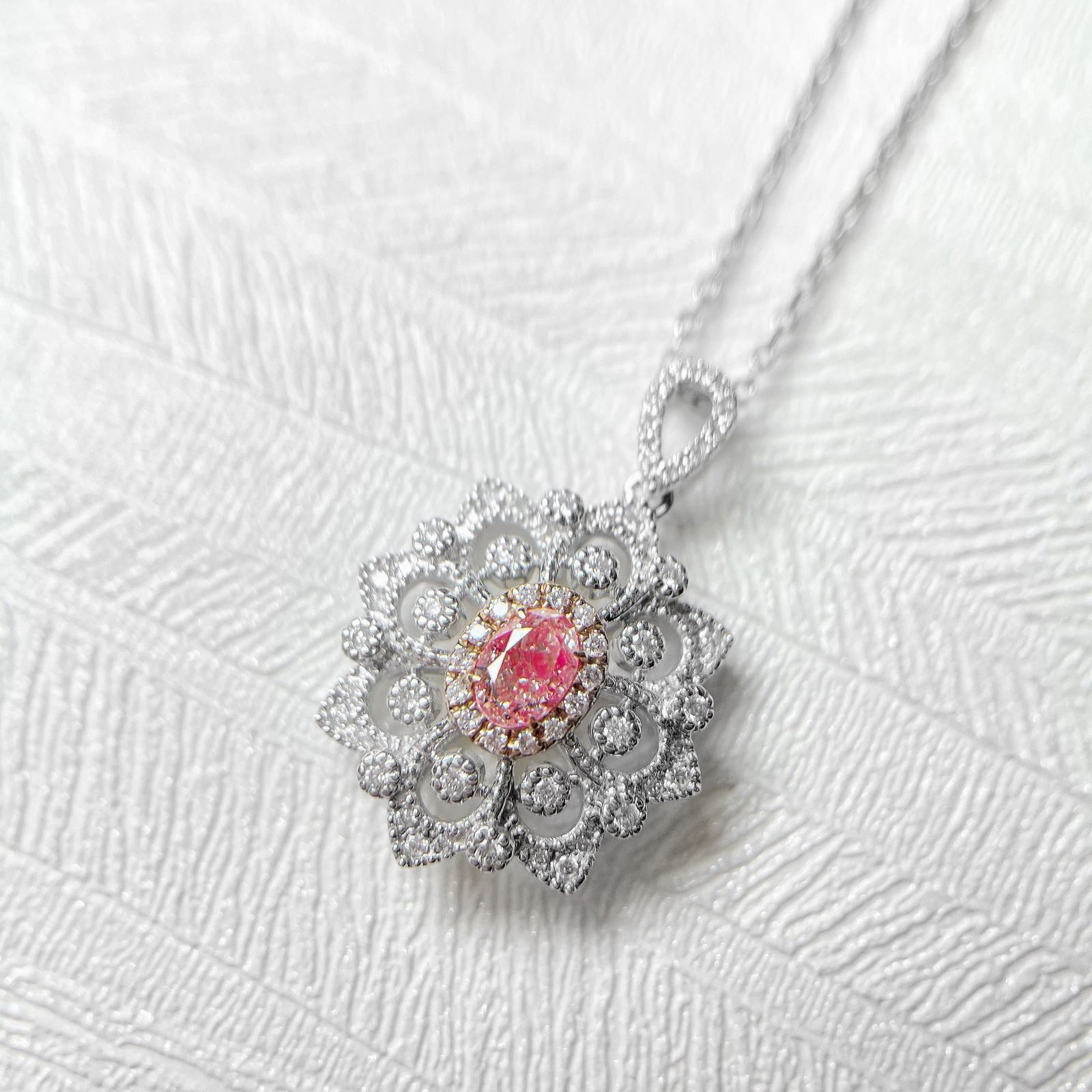 14k Gold 0.50 Ctw Natural Pink Diamond & Diamond Necklace (1 of 4)